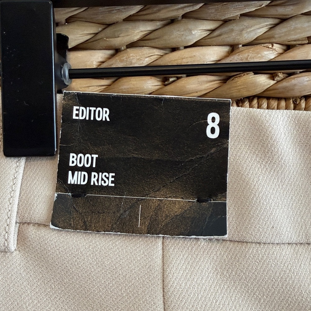 NWT Express Editor Mid-Rise Boot Cut Beige Woven Career Dress Pant Trouser, 8 - Picture 6 of 10